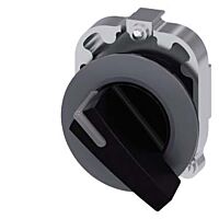 SIEMENS Spínač otočný s osvětlením, 30 mm, kulatý, kov, matné provedení, černá barva, dlouhá páčka