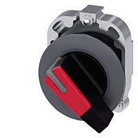 SIEMENS Spínač otočný, s osvětlením, 30 mm, kulatý, kov, matné provedení, červená