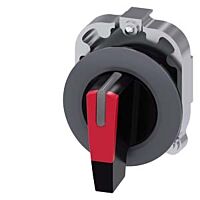 SIEMENS Spínač otočný, s osvětlením, 30 mm, kulatý, kov, matné provedení, červená