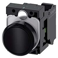 SIEMENS Tlačítko, 22 mm, kulaté, plast, černá, knoflík stiskací, 1 NO
