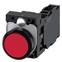 SIEMENS Tlačítko, 22 mm, kulaté, plast, červená, knoflík stiskací, 1 NO + 1 NC