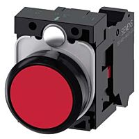 SIEMENS Tlačítko, 22 mm, kulaté, plast, červená, knoflík stiskací, 1 NC