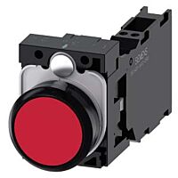 SIEMENS Tlačítko, 22 mm, kulaté, plast, červená, knoflík stiskací, 1 NO + 1 NC