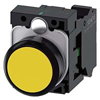 SIEMENS Tlačítko, 22 mm, kulaté, plast, žlutá, knoflík stiskací, 1 NO