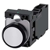 SIEMENS Tlačítko, 22 mm, kulaté, plast, bílá, knoflík stiskací, 1 NO + 1 NC