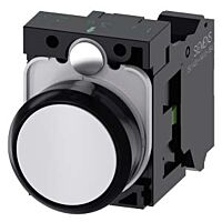 SIEMENS Tlačítko, 22 mm, kulaté, plast, bílá, knoflík stiskací, 1 NO