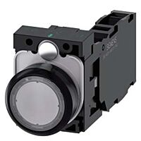 SIEMENS Tlačítko, 22 mm, kulaté, plast, čirá, knoflík stiskací, 1 NO + 1 NC