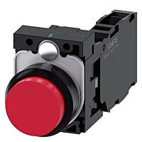 SIEMENS Tlačítko, 22 mm, kulaté, plast, červená, knoflík stiskací, 1 NO + 1 NC