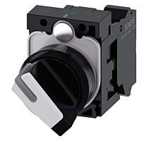 SIEMENS Spínač otočný, s osvětlením, 22 mm, kulatý, plast, černá, bílá, 1 NO