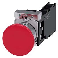 SIEMENS Tlačítko hřibové, 22 mm, kulaté, kov, s vysokým leskem, červená, 1 NO + 1 NC