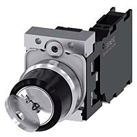 SIEMENS Spínač klíčový RONIS, 22 mm, kulatý, kov, s vysokým leskem, vytažení klíče O+I