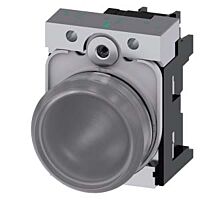 SIEMENS Signálka 22 mm, kulatá, kov, s vysokým leskem, čirá, čočka, hladká, AC/DC 24V