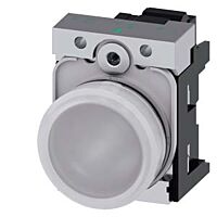 SIEMENS Signálka 22 mm, kulatá, kov, s vysokým leskem, bílá, čočka, hladká, AC110V