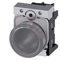SIEMENS Signálka 22 mm, kulatá, kov, s vysokým leskem, čirá, čočka, hladká, AC110V