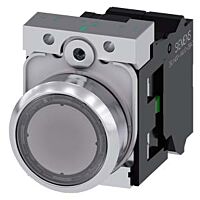 SIEMENS Tlačítko, osvětlené, 22 mm, kulaté, kov, s vysokým leskem, bílá, 1 NO