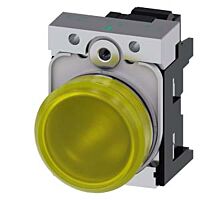 SIEMENS Signálka 22 mm, kulatá, kov, s vysokým leskem, žlutá barva, čočka, hladká, AC230V