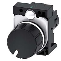 SIEMENS Potenciometr 22 mm, kulatý, plast, černá barva, 100 kOhm, s držákem