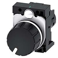 SIEMENS Potenciometr 22 mm, kulatý, plast, černá barva, 470 kOhm, s držákem
