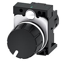 SIEMENS Potenciometr 22 mm, kulatý, plast, černá barva, 2,2 kOhm, s držákem