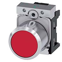 SIEMENS Tlačítko, 22 mm, kulaté, kov, s vysokým leskem, červená, knoflík stiskací