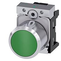 SIEMENS Tlačítko, 22 mm, kulaté, kov, s vysokým leskem, zelené, knoflík stiskací