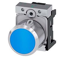 SIEMENS Tlačítko, 22 mm, kulaté, kov, s vysokým leskem, modré, knoflík stiskací
