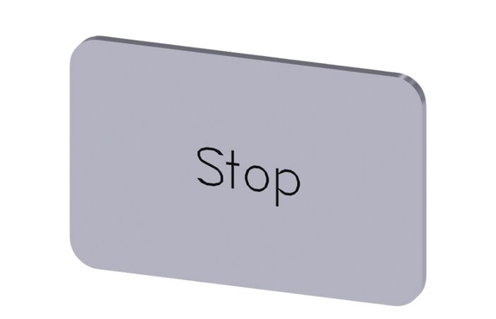 SIEMENS Štítek popisný 17,5 x 27 mm, štítek stříbrný, popisek STOP