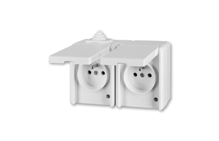 ABB PRAKTIK Dvojzásuvka 5518-2029 B , IP44, bílá
