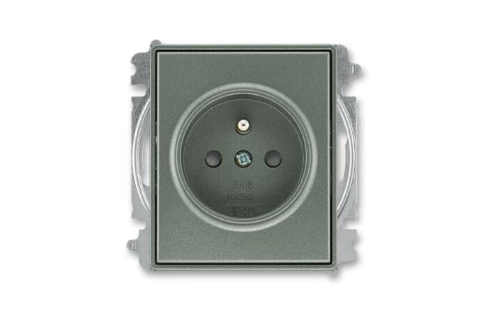 ABB Zásuvka TIME, TIME ABRO 5519E-A02357 34,jednonásobná, chráněná, s clonkami, bezšroubová,antracitová