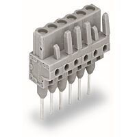 WAGO Konektor 232-141/005-000 (zásuvka) pro řadové svorky Kolíky 0,6 × 1 mm Rovné provedení, šedá