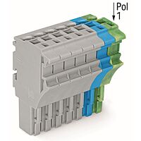 WAGO Svorka 2022-108/000-038 1vodičová pružinová Push-in CAGE CLAMP®, 4 mm², šedá/modrá/zelenožlutá