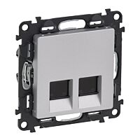 Zásuvka VALENA LIFE 2XRJ45 C5E UTP Alu