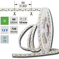 MCLED Pásek LED SMD5050 G, 60LED/m, 14,4W/m, DC 12V, 720lm/m, IP20, 10mm, 5m