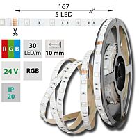 MCLED Pásek LED SMD5050 RGB, 30LED/m, 8,5W/m, DC24V, 280lm/m, IP20, 10mm, 50m
