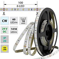 MCLED Pásek LED SMD2835 CW, 60LED/m, 14,4W/m, 1326lm/m, IP20, DC 12V, 10mm, 5m