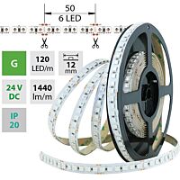 MCLED Pásek LED SMD5050 G, 120LED/m, 28,8W/m, 1440lm/m, IP20, DC 24V, 12mm, 5m
