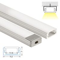 MCLED Profil AL 15x7mm, PG přisazený, mléčný difuzor, komplet, 1m