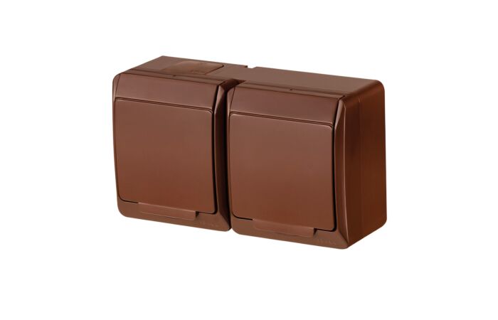 FAMATEL Dvojzásuvka GALATEA IP44 hnědá schuko