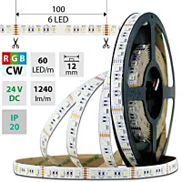 MCLED Pásek LED SMD5050 RGB + CW, 60LED/m, 19,2W/m, 910lm/m, IP20, DC 24V, 12mm, 50m