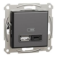 SCHNEIDER Zásuvka Asfora, USB nabíječka 45W typ A+C, Antracit