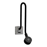 SCHNEIDER Unica - Lampička 2W + USB nabíječka typu A 2.1A, Aluminium