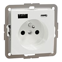 SCHNEIDER Zásuvka s USB nabíječkou, Sedna D/E, 250V, 16A, USB A+C 3,0A, Bílá