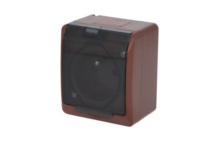 FAMATEL GALATEA Zásuvka 2P+PE IP44 hnědá/průhledné víčko