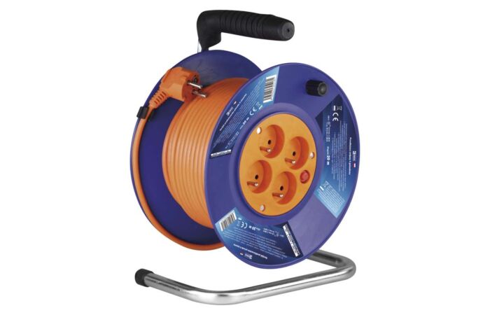 EMOS Přívod prodlužovací 20m zásuvky 4x 230V/10A s bubnem IP20 oranžová (H05VVF3G 3x1,0)