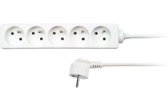 SOLIGHT Přívod prodlužovací 1,5m 5zásuvka 230V/10A IP20 bílá