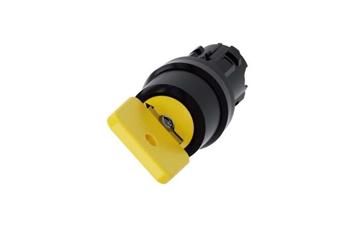 SIEMENS Spínač klíčový O.M.R 22 mm, kulatý, plast, žlutá barva, vytažení klíče O