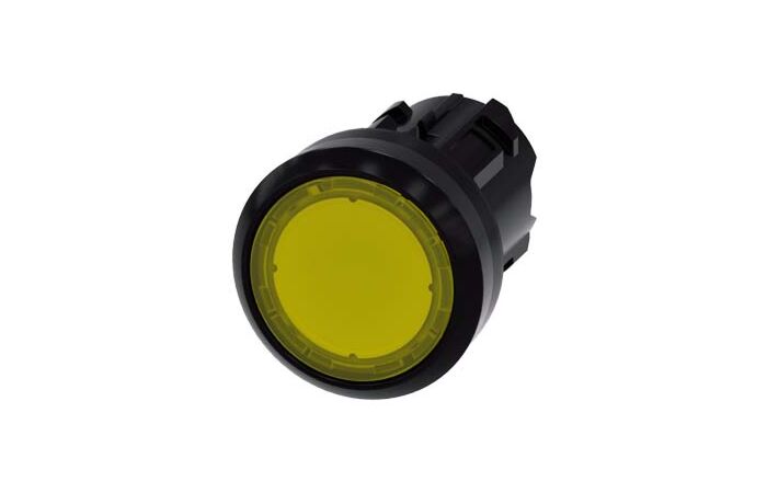 SIEMENS Tlačítko, osvětlené, 22 mm, kulaté, plast, žlutá barva, knoflík stiskací