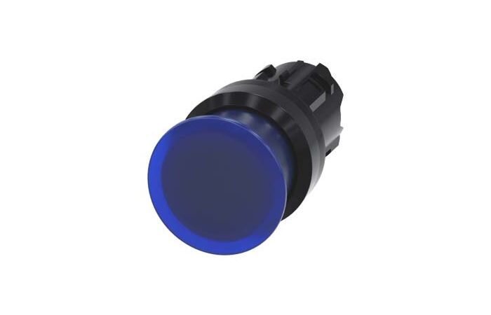 SIEMENS Tlačítko hřibové, osvětlené, 22 mm, kulaté, plast, modrá, 30 mm