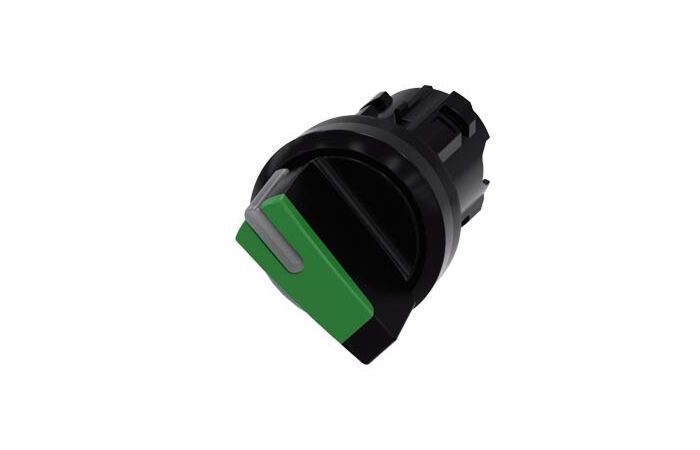SIEMENS Spínač otočný, s osvětlením, 22 mm, kulatý, plast, zelená barva