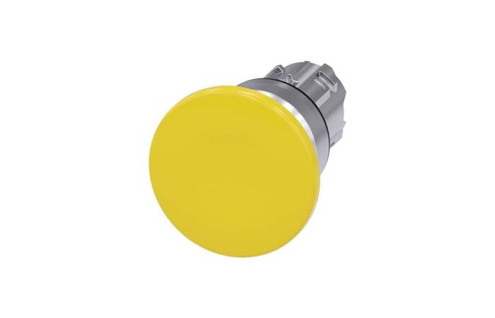 SIEMENS Tlačítko hřibové, 22 mm, kulaté, kov, s vysokým leskem, žlutá barva, 40 mm